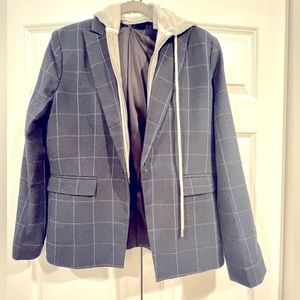 Central Park West Plaid Blazer with Grey Hoodie M